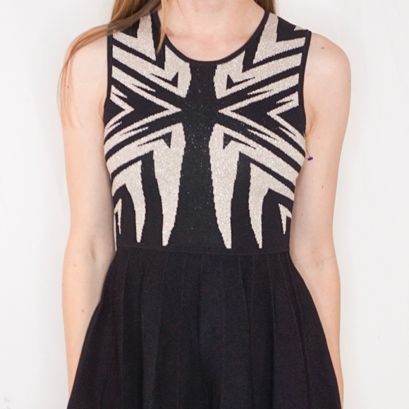 Zac Posen Knit Sparkle Fit Flare Mini Dress S 0768 - Picture 6 of 7